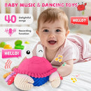 Pink Crawling Crab Baby Toy - Rechargeable Musical Plush Toys with 40 Songs & Voice Recorder, Sensory Toy for Infant Tummy Time, Soft Toy for 12-18 Months Girl, Gift for Toddlers 1-3 by TinyTreasures Baby Boutique
