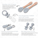 O'doe 17-Piece BPA-Free Silicone Baby Feeding Set | Thick & Soft Suction Plates, Baby Bowls, Wooden Fork & Spoon, and More | Make Mealtime Fun and Easy for Your Little One (Grey, V2) by TinyTreasures Baby Boutique