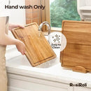 Acacia Wood Cutting Board for Kitchen, 3 Set with Holder - FSC Certified Large Wood Charcuterie Cheese Board with Handles and Juice Grooves, Wooden Chopping Block, Ideal Gift Set of 3 (S/M/L) by CozyNest Decor