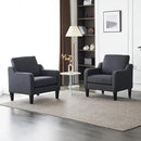 VINGLI Accent Chairs Set of 2 Living Room Chairs Dark Grey Reading Chair for Bedroom Scooped Arm Chair Mid Century Modern Linen Chairs Upholstered Comfy Chair for Apartment, Waiting Room by CozyNest Decor