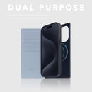 D8 Full Grain Leather Wallet Case for iPhone 15 Pro - [2-in-1] Handcrafted Detachable Diary Style with Magnetic MagSafe Back Cover, Gift Box Included (Powder Blue) by TinyTreasures Baby Boutique