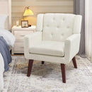 Living&Giving Accent Chair Button-Tufted Upholstered Living Room Chairs Comfy Reading Mid Century Modern with Linen Fabric Lounge Arm for Bedroom (Beige) 29.33D x 28.94W x 34.65H Inch by CozyNest Decor