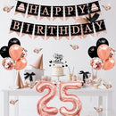 25th Birthday Decorations for Women - 56pcs Rose Gold Happy 25th Banner, Rhinestone Crown & Sash, Cake Topper, 40 Balloons, 3D Butterflies & 4 Balloon Stands (25) by TinyTreasures Baby Boutique