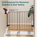 Cumbor 29.2-43" No Bottom Bar Baby Gate for Stairs, 2-in-1 Hardware Mounted Dog Gate Indoor, Pet Gate for Doorways with Large Walk Thru Door, Child-Proof Safety Gate for Top & Bottom of Stairs (Brown) by TinyTreasures Baby Boutique