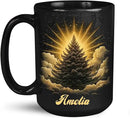 Spiritual Nature Themed Ceramic Cup, Custom Name Coffee Mug 11oz or 15oz, Personalized Pine Tree Black Cup for Christmas, Custom Winter Season Coffee Mug, Gifts for Friends, Family by CozyNest Decor