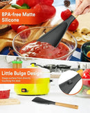 Multifunction Spatula Spoon for Nonstick Cookwares, Great for Cooking and Serving, Sturdy BPA-Free Matte Silicone, Wood Handle Spatula for Mixing, Scoop, and Scrape, Grey(2 pack,11.4" & 13.4") by CozyNest Decor