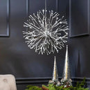 Christmas led Sparkle Ball Hanging Outdoor décorations -Haning Twig Ball,Snowflake Ornament Lights Indoor Outdoor Festive Holiday Décor 24Inch (Cool White) by CozyNest Decor