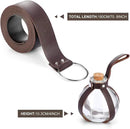 Boao Potion Bottles with Cork Set Dark Magic Cork Round Potion Bottle with Leather Belt Clear Glass Large for Halloween Costume Props DIY Crafts Decorative, 200 ml(Brown) by CozyNest Decor