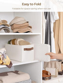 StorageWorks Narrow Storage Bins, Small Basket for Closet and Shelves, Rectangular Fabric Organizer with Handles, Toilet Paper Storage, Beige, 2-Pack by CozyNest Decor