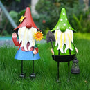 HONGLAND Solar Metal Gnome Yard Art -18 Inch Garden Gnomes Statues Outdoor Decor with Solar Lantern Lights -3D Outdoor Figurines for Patio Yard Lawn Porch Ornament Gardening Gifts by CozyNest Decor