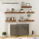 Heimlove 12 Inch Deep Floating Shelves, 12 x 12 inches Long Wall Shelf, Large Extra Display Shelf & Storage Shelf, Rustic Wood Wall Shelves for Fireplace Mantel, Walnut - 2Pack by CozyNest Decor