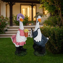 Porch Goose Statue Outfits Large Garden Sculpture Cement Home Outdoor Decorations Lawn Resin Big Duck Figurine Outside Yard Concrete Geese Decor Farmhouse Duckling Couple Dress Up by CozyNest Decor