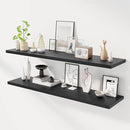 55" Floating Shelves for Wall, 12" Deep Slim Black Floating Shelves, Wall-Mounted Shelves for Bedroom, Living Room, Kitchen, Bathroom - Set of 2 by CozyNest Decor
