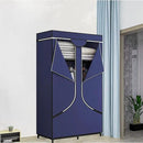 SORCEDAS Portable Wardrobe Closet Storage Organizer Metal Hanging Rack Non-Woven Fabric 34 Inch Coffee (34 Inch, Blue) by CozyNest Decor