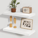 Fun Memories White Floating Shelves, 8 Inch Deep Wall Shelves Set of 2, Rustic Deep Shelves for Wall Storage, 24 x 8 Floating Shelves, 8" Deep White Shelves for Bedroom, Living Room, Kitchen by CozyNest Decor
