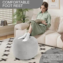 MeMoreCool Round Stuffed Pouf Ottoman Foot Rest, Floor Pouf Foot Stool with Soft Foam Chunk Filling, Small Round Ottoman Footstool Circle Footrest for Living Room, Light Grey by CozyNest Decor