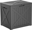 Vixzen 32 Gallon Outdoor Deck Box,Lockable Resin Waterproof Storage Box,UV Resistant,Weather Resistance,Outside Storage Bin for Gardening Tools,Pool Supplies,Black by CozyNest Decor