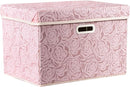 PRANDOM Larger Collapsible Storage Bin with Lid [1-Pack] Fabric Decorative Storage Box Cube Organizer Container Baskes with Handles Divider for Bedroom Closet Living Room Pink 17.7x11.8x11.8 Inch by TinyTreasures Baby Boutique