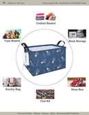 Rectangular Folding Laundry Basket,waterproof Canvas Basket,gift basket,Suitable for children's room,Office,Clothes,Toys Storage（Blue Meteor) by TinyTreasures Baby Boutique