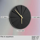 Driini Staircase Modern Wall Clock - Unique 10.5 in. Frameless Concrete Design - Contemporary, Minimalist Decor; No Numbers - Silent Battery Operated Clocks with Decorative Wooden Hands; Black by CozyNest Decor