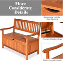 Tangkula Outdoor Wood Storage Bench Deck Box, Entryway Porch Storage Bench with Inner Removable Dust-Proof Lining & Portable Handles, Eucalyptus Wood Loveseat for Garden, Lawn, Balcony & Yard by CozyNest Decor