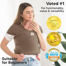 KeaBabies Baby Wrap Carrier - All in 1 Original Baby Carrier Newborn to Toddler Sling, Easy to Wear, Hands Free Bonding, Lightweight, Breathable Infant Wraps (Saddle Brown) by TinyTreasures Baby Boutique