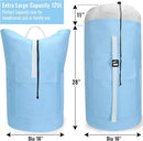 Laundry Bag Backpack, 125L Extra Large Travel with Shoulder Straps, Adjustable & Extendable Design, Laundry Hamper Bag with 3 Pockets for Laundromat, College, Travel, Camping (Light Blue) by TinyTreasures Baby Boutique