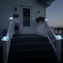 2PK Mosaic Solar Post Cap Lights Outdoor for 4x4, 3.5x3.5 Post Crackled Glass Deck Fence Lamp Weatherproof LED Light Decor in Garden, Yard, Outdoor Table, Balcony, Landscape- Cyan Blue by GreenHaven Gardens