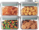 Ankou Airtight Container Set - (380ml 4 Pcs) Stackable One Button Openning Food Containers for Snacks Candy Salt Herbs Spices BPA-Free Tranparent (0.32 QT * 4) by TinyTreasures Baby Boutique