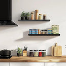 24"x6.8"x1.2" Solid Wood Floating Shelves 2-Pack - Rustic Black Finish with Hidden Brackets, Perfect for Storage and Décor in Living Room, Kitchen, Bedroom by CozyNest Decor