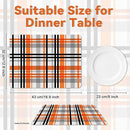 Fall Placemats Set of 6 Fall Orange Black Buffalo Plaid Plastic Table Mats Autumn Thanksgiving Place Mats Halloween Seasonal Table Decoration for Indoor Outdoor Party Kitchen Dining by CozyNest Decor