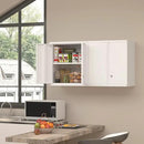Wall Cabinet,Metal Storage Cabinet with 2 Doors,Locking Wall Cabinets for Office,Home,White by CozyNest Decor