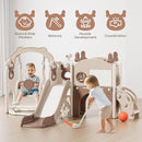 Mloong 12 in 1 Toddler Slide and Swing Set, Kids Slide for Toddlers 1-3 Years Old Baby, Indoor Outdoor with Basketball Hoop Drawing Golf for Kids Easy Assembly(Beige & Rosy Brown)(82×67×41in) by TinyTreasures Baby Boutique