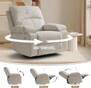 Rocking Chair Nursery Swivel Rocker Recliner with Phone Holder,Nursing Chair for Breastfeeding with Foot Rest,Beige by TinyTreasures Baby Boutique