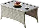 Patio Tables Wicker Coffee Table - Outdoor Rattan Coffee Tables with Glass Top for Patio Proch Deck Balcony Rectangle Light Grey by GreenHaven Gardens