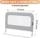 omzer Bed Guard Rail for Toddlers - 32inch Folding up & Adjustable Heights Baby Bed Safety Rails - Portable Toddler Bed Barrier Railing Guard for Kids Twin, Bunk, Queen, Full Size Bed by TinyTreasures Baby Boutique