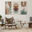IARTTOP Large Abstract Geometric Wood Boho Wall Art Boho Wall Decor Set Mid Century Modern Wooden Wall Decor Bohemian Wall Art For Bedroom Living Room Office 16"x32" by CozyNest Decor