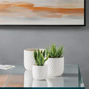 Docrin Plant Pots Indoor with Drainage: 6.4+5.3+4 Inch Ceramic Flower Pots for Plants - Set of 3 Modern Decorative Planters for House/Office/Gift - White Honeycomb by GreenHaven Gardens