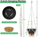 ZMTECH 2 Pack 10 Inch Hanging Planters with Macrame Plant Hanger for Indoor and Outdoor Plants, Self Watering, Drainage Hole, Visible Level Tray, Gray by CozyNest Decor