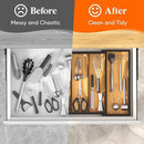 Lifewit Utensil Organizer for Kitchen Drawer, Bamboo Cooking Utensil Tray, Expandable Cutlery Silverware Flatware Holder, Adjustable Spatula Tools Gadgets Storage Divider, Large, Natural and Black by CozyNest Decor