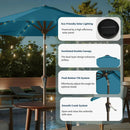9FT Solar Umbrella 32 LED Lighted Patio Umbrella Table Market Umbrella w/Tilt and Crank, UV-Resistant Outdoor Umbrella for Pool, Garden, Deck, Lake Blue by GreenHaven Gardens