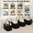 Storage Baskets for Organizing & Shelves, Woven Cotton Rope Organization Bins for Dog Toys, Clothes, Books, Nursery Organizer, 15" Lx11''Wx9.5''H, (4 Packs) Black by CozyNest Decor