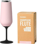 Huski Champagne Flute | NEW | Award-winning Design with Detachable Stem | Premium Stainless Steel Champagne Glass with Lid | Triple Insulated Tumbler | 8oz Capacity | Great Gift (Powder Pink) by CozyNest Decor