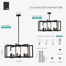Modern Farmhouse Black Chandeliers for Dining Room, 8-Light Industrial Metal Chandeliers Geometric Pendant Lights Kitchen Island for Entryway Stairway Foyer Hallway by CozyNest Decor