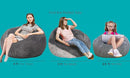 Bean Bag Chair with Faux Rabbit Fur Cover, 4 ft Giant Memory Foam Bean Bag Chairs for Adults/Teens with Filling,Ultra Soft Faux Fur Fabric, Round Fluffy Sofa by TinyTreasures Baby Boutique