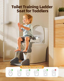 3-in-1 Potty Training Toilet, Toddler Toilet Seat with Step Stool, Foldable Potty Ladder with Potty Chart, PU Cushion, Splash Guard, Anti-Slip Steps & Urinal for Boys & Girls, Grey by TinyTreasures Baby Boutique