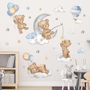 decalmile Bear Sleeping on The Moon Wall Decals Hot Air Balloon Animals Clouds Wall Stickers Baby Nursery Kids Bedroom Playroom Wall Decor by TinyTreasures Baby Boutique
