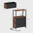 TUTOTAK Small Narrow End Table with Charging Station, Side Table with Outlets, Nightstand with 2 Cloth Drawers, Couch Table, for Living Room, Bedroom, Bedside, Brown TB01BB085 by CozyNest Decor