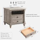 T4TREAM 24'' Farmhouse End Table w/4 Solid Wood Feet, Large 2 Drawers Wide Sofa Side Table with Charging Station, Tall Rustic Wood Square Nightstand for Living Room, Bedroom, Office, Light Rustic Oak by CozyNest Decor