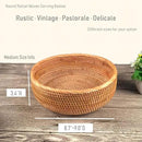 Hadewoven Round Rattan Fruit Basket Wicker Food Tray Weaving Storage Holder Dinning Room Bowl, 9 Inch Woven Bread Basket Key Bowls with 3.5”Wall for Table, Countertop (Medium 8.66") by CozyNest Decor